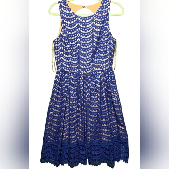 Eliza J Dresses & Skirts - Eliza J Eyelet Blue Dress Size 6 EUC PTP 19 Length 38
